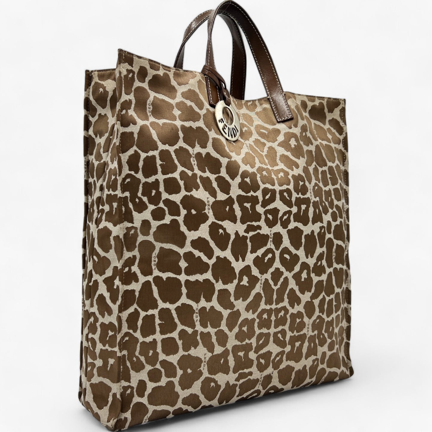 Fendi Leopard Jacquard Fabric Tote Bag