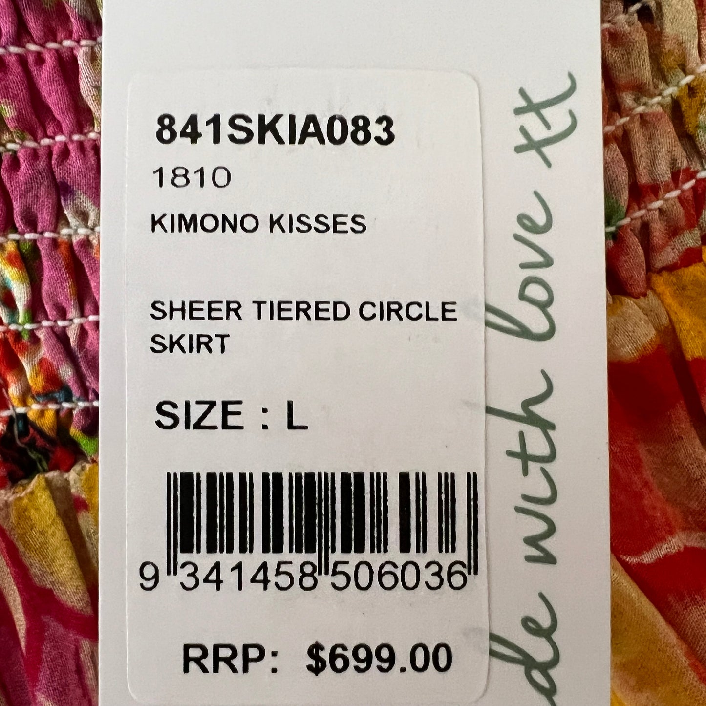 Camilla 'Kimono Kisses' Pink & Yellow Silk Tiered Circle Skirt Large ~ AU12-14 [NEW]