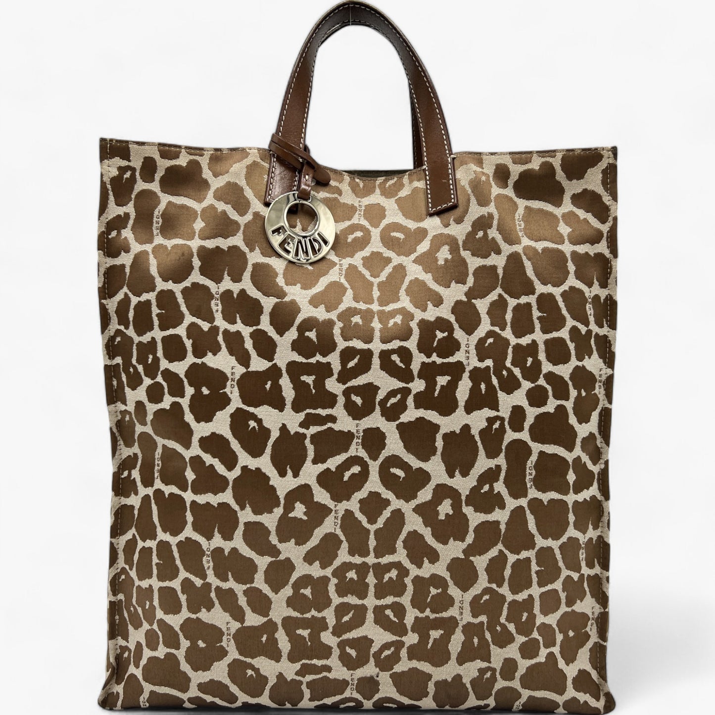 Fendi Leopard Jacquard Fabric Tote Bag