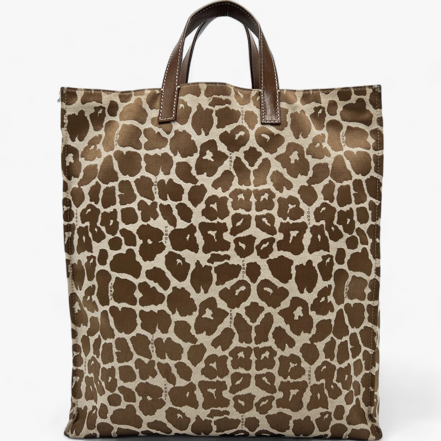 Fendi Leopard Jacquard Fabric Tote Bag