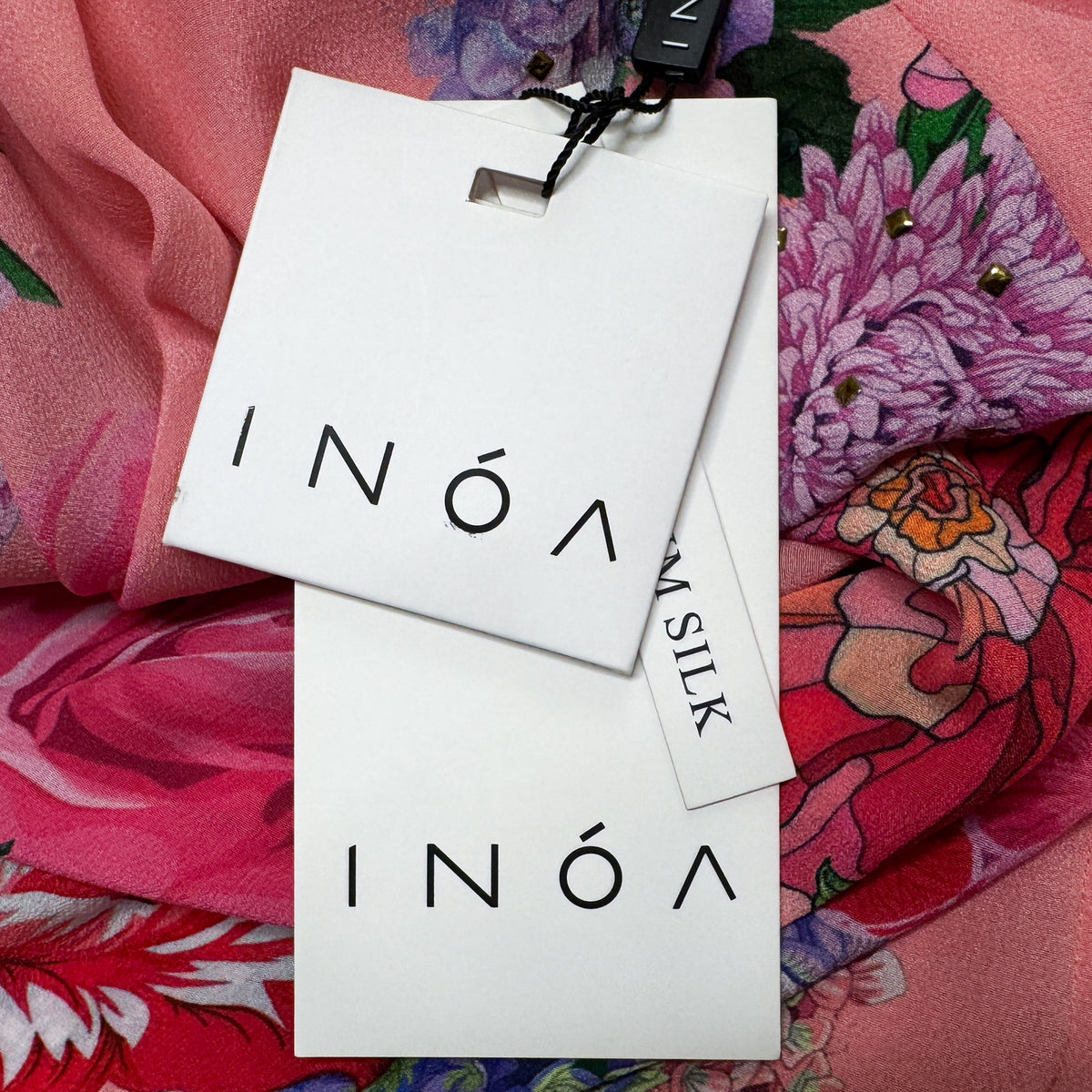 INOA Roses Red Pink Silk Amber Swing Dress 1 ~ AU10 [NEW]