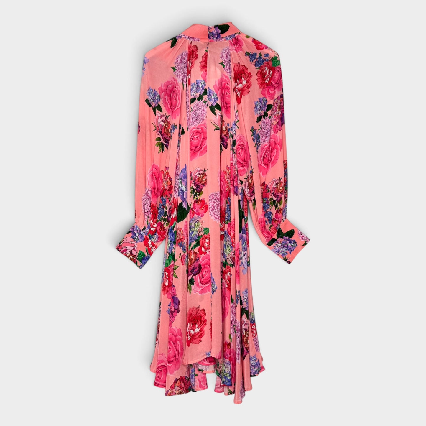INOA Roses Red Pink Silk Amber Swing Dress 1 ~ AU10 [NEW]
