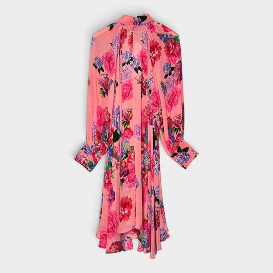 INOA Roses Red Pink Silk Amber Swing Dress 1 ~ AU10 [NEW]