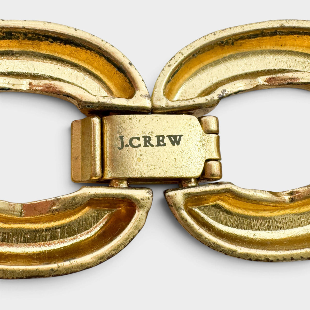 J.Crew Y2K Mint Green Enamel Frog Crystal Chunky Gold Link Statement Necklace
