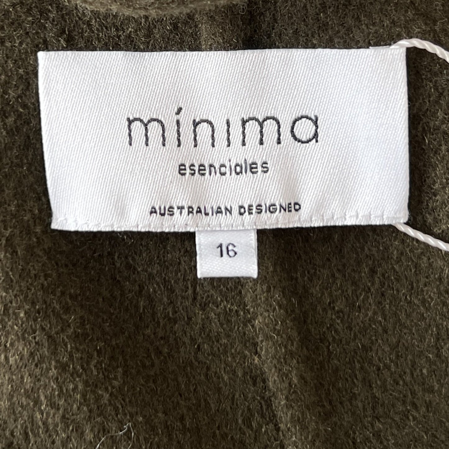 Minima Esenciales Khaki Green 100% Wool Yani Fringed Coat AU16 ~ Large