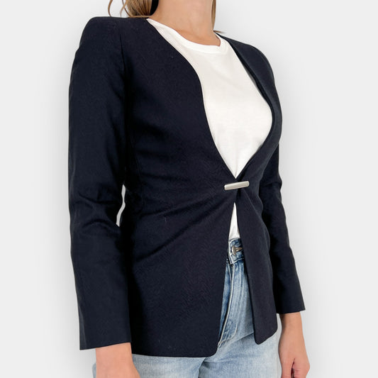 Giorgio Armani Navy Blue Herringbone Tailored Jacket IT40 ~ AU8