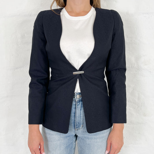 Giorgio Armani Navy Blue Herringbone Tailored Jacket IT40 ~ AU8