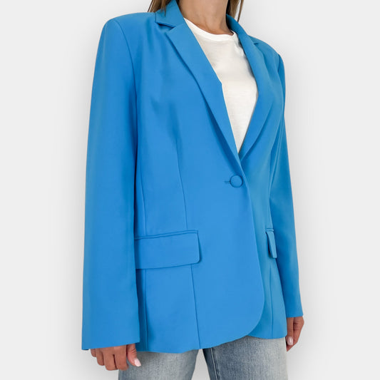 Frame Malibu Blue Single Breasted Blazer Jacket AU10