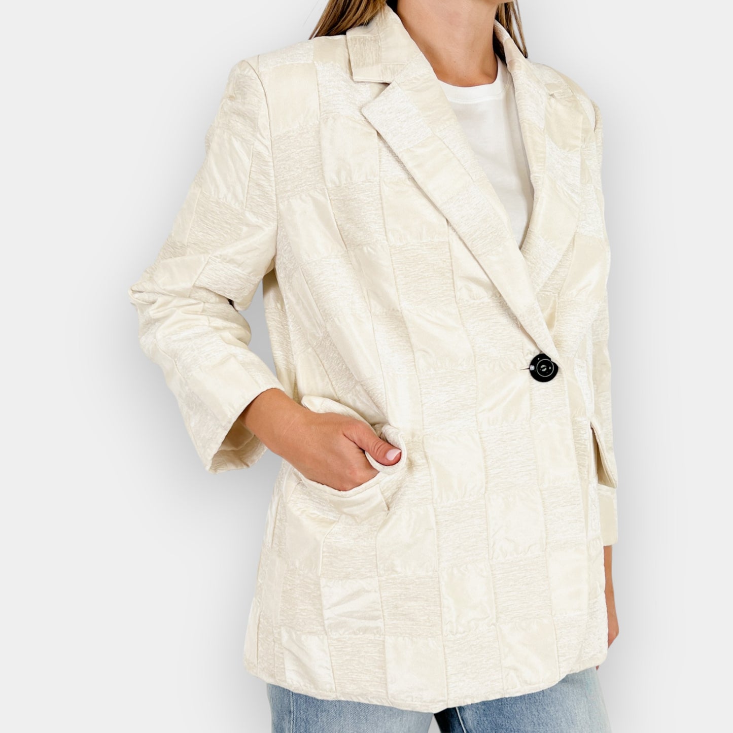 Baum Und Pferdgarten Cream Patchwork Bardot Jacket DM38 ~ AU12 [NEW]
