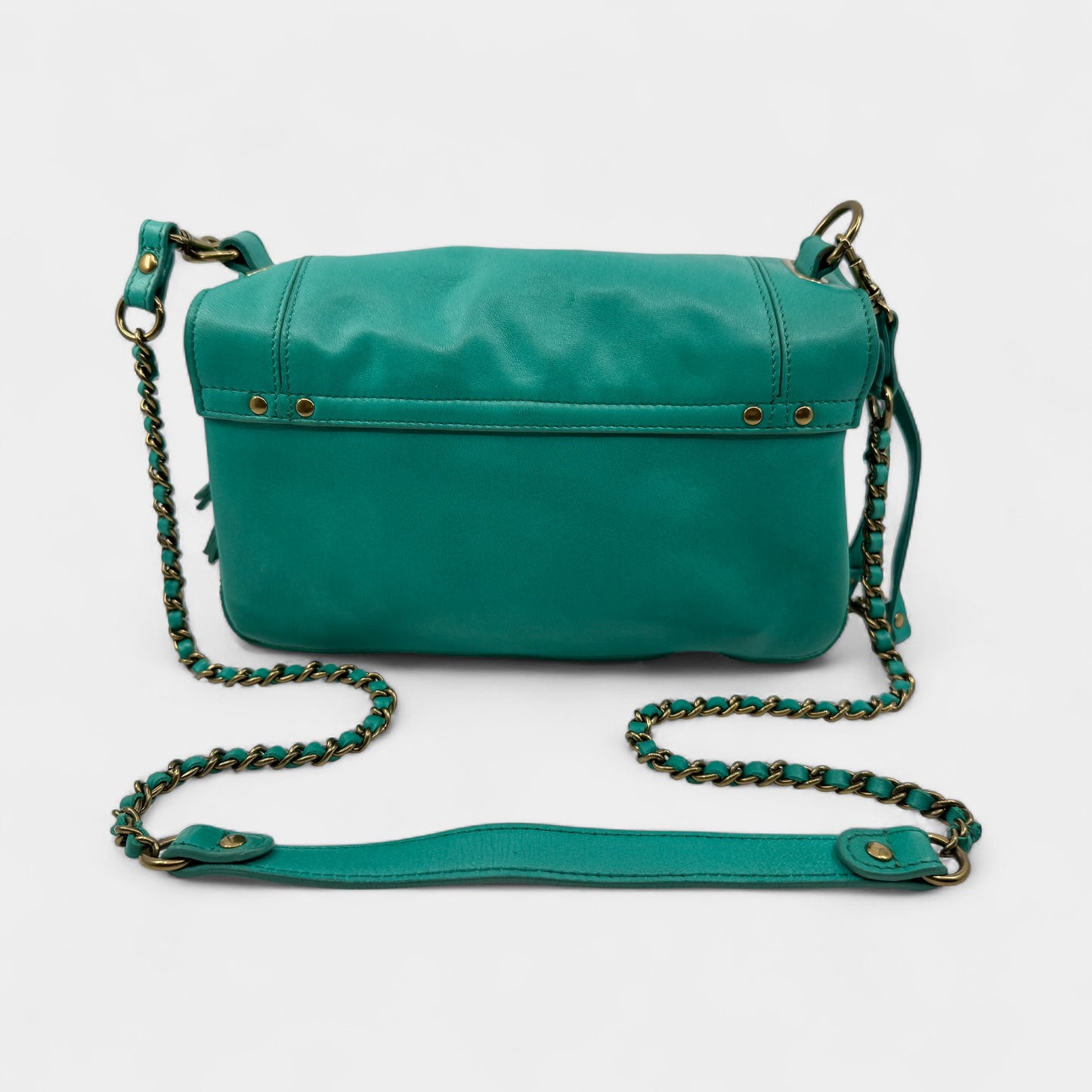 Jerome Dreyfuss Turquoise Leather Crossbody Bobi Flap Bag