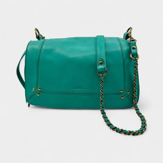 Jerome Dreyfuss Turquoise Leather Crossbody Bobi Flap Bag