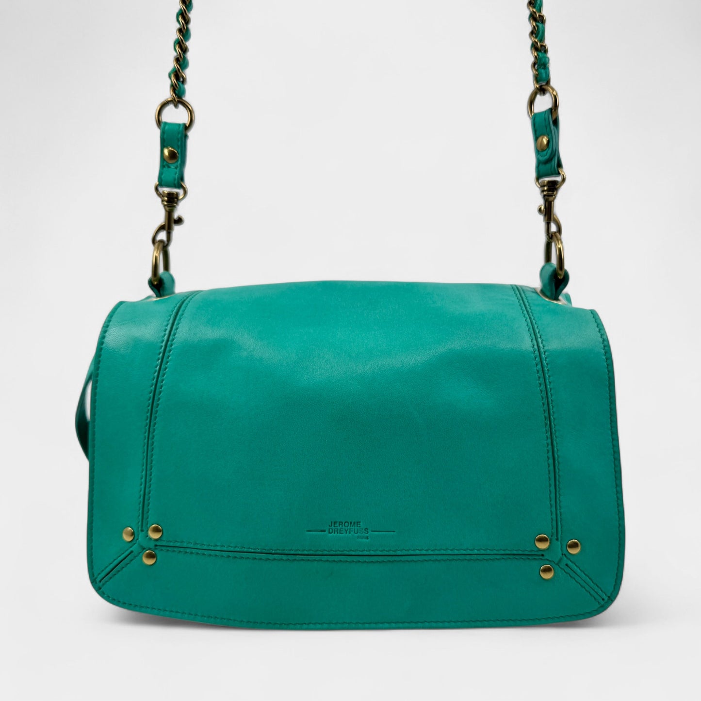 Jerome Dreyfuss Turquoise Leather Crossbody Bobi Flap Bag