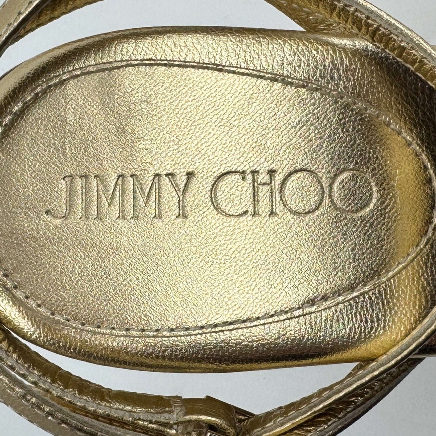 Jimmy Choo Gold Leather & Cork Diosa Platform Shoes EU41 ~ AU10