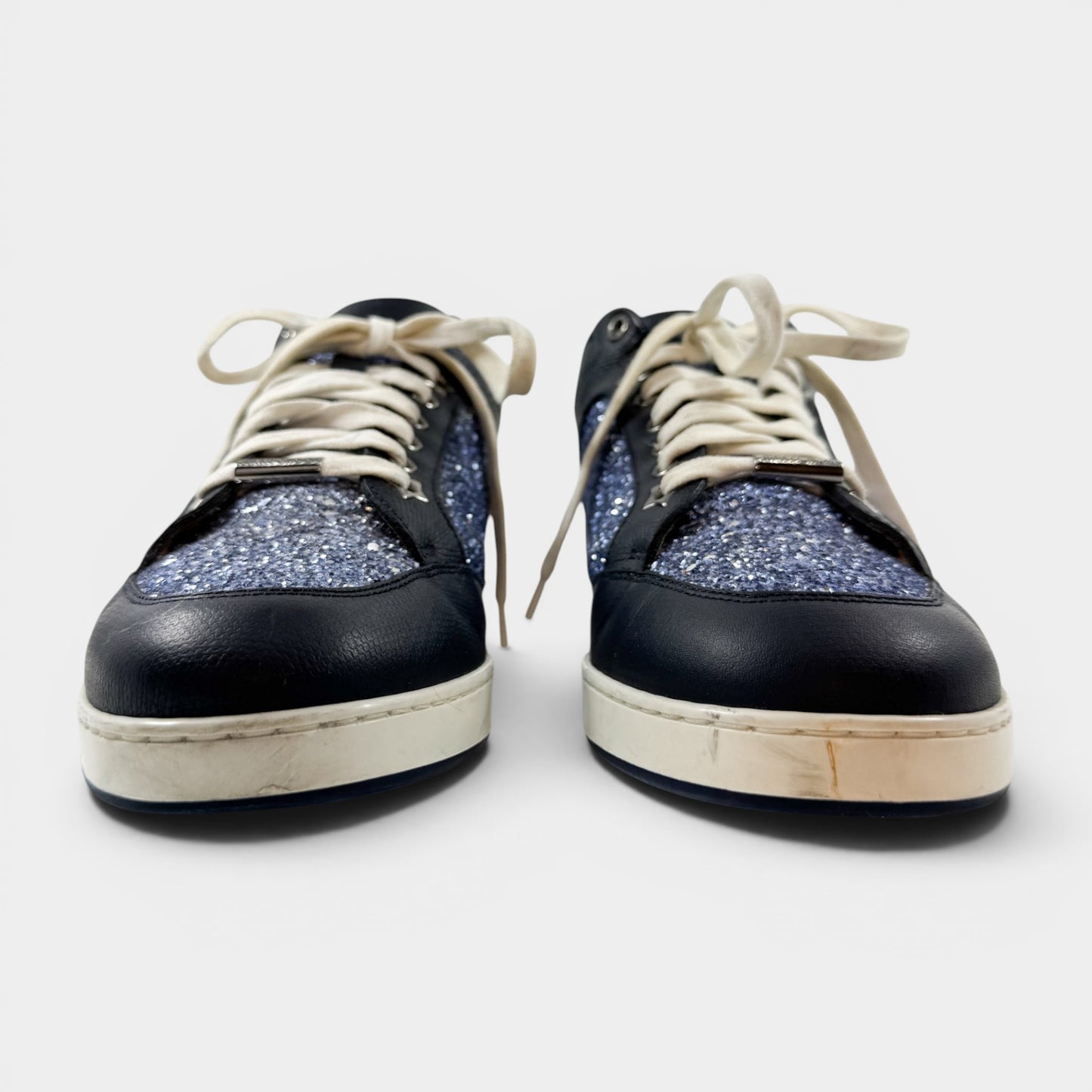 Jimmy Choo Blue Leather Glitter Miami Sneakers EU39 ~ AU8