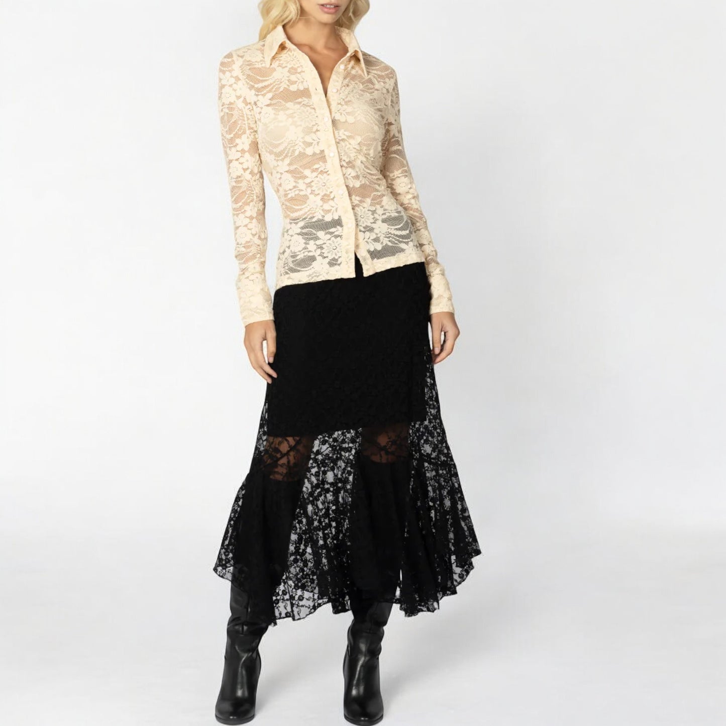 Joey The Label Secret Garden Lace Vanilla Cream Shirt AU10 [NEW]