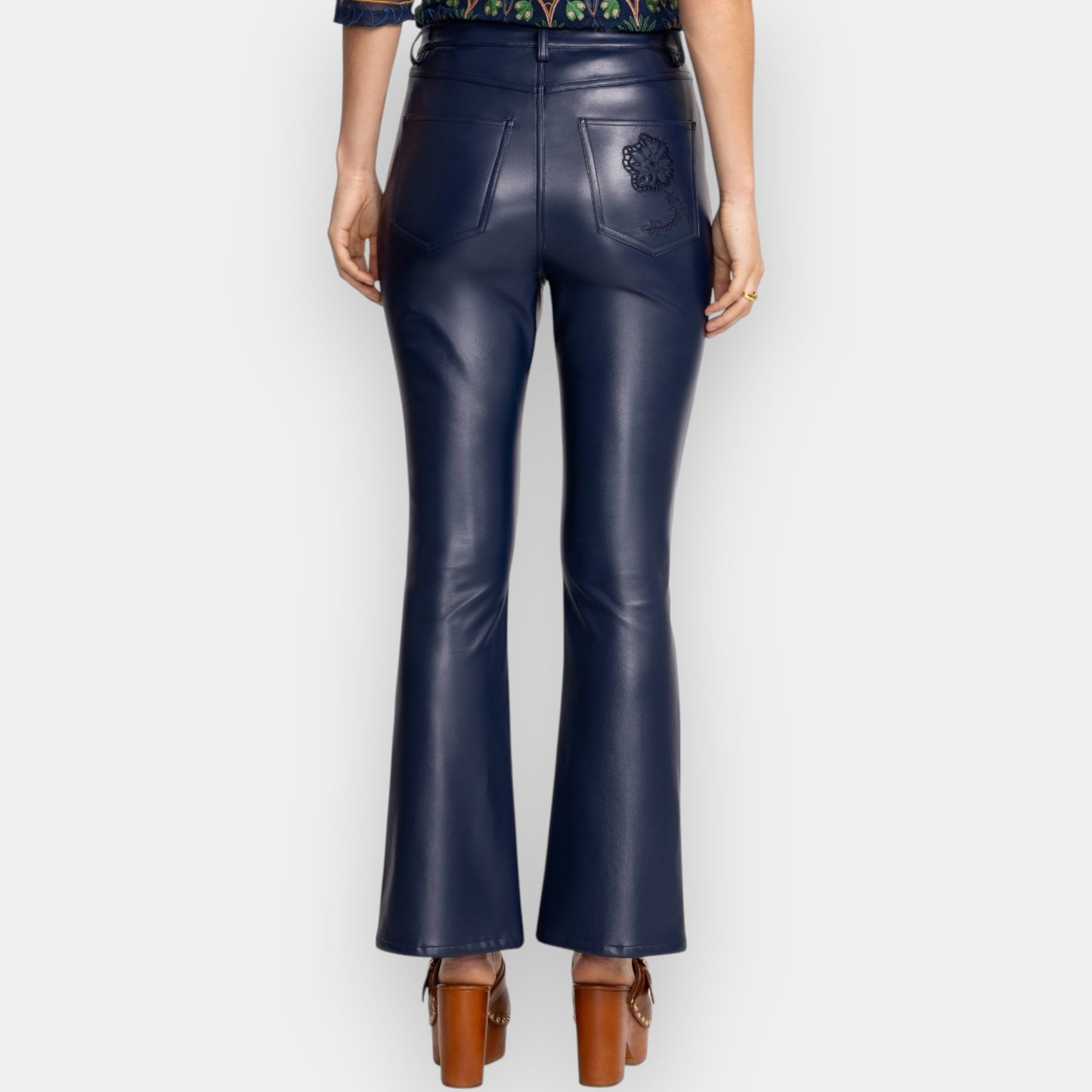 Johnny Was Navy Blue Vegan Leather Addy Pants W31 ~ AU12 [NEW]