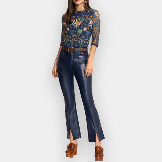 Johnny Was Navy Blue Vegan Leather Addy Pants W32 ~ AU14 [NEW]