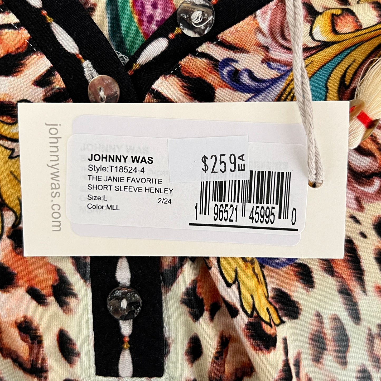 Johnny Was 'The Janie Favorite' Henley Tee - L ~ AU12-14 [NEW]