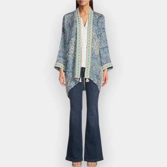 Johnny Was 'Dolce' Boho Light Blue Kimono Jacket Small [NEW]