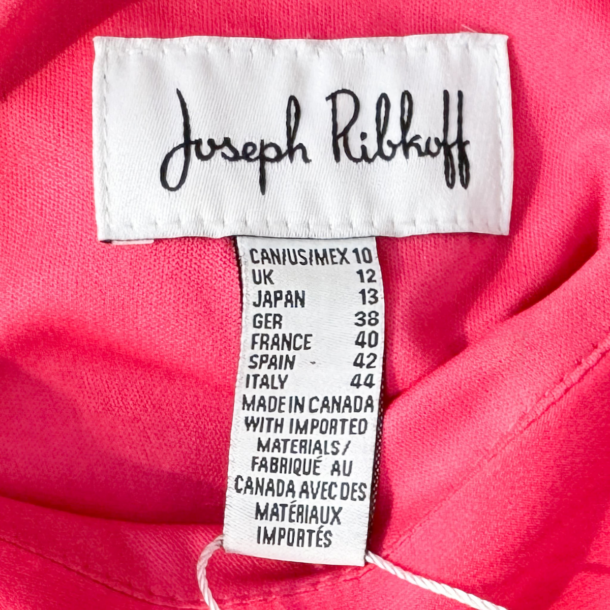 Studio61 Preloved Boutique Sydney Joseph Ribkoff bright pink dress clothing label showing size and origin details