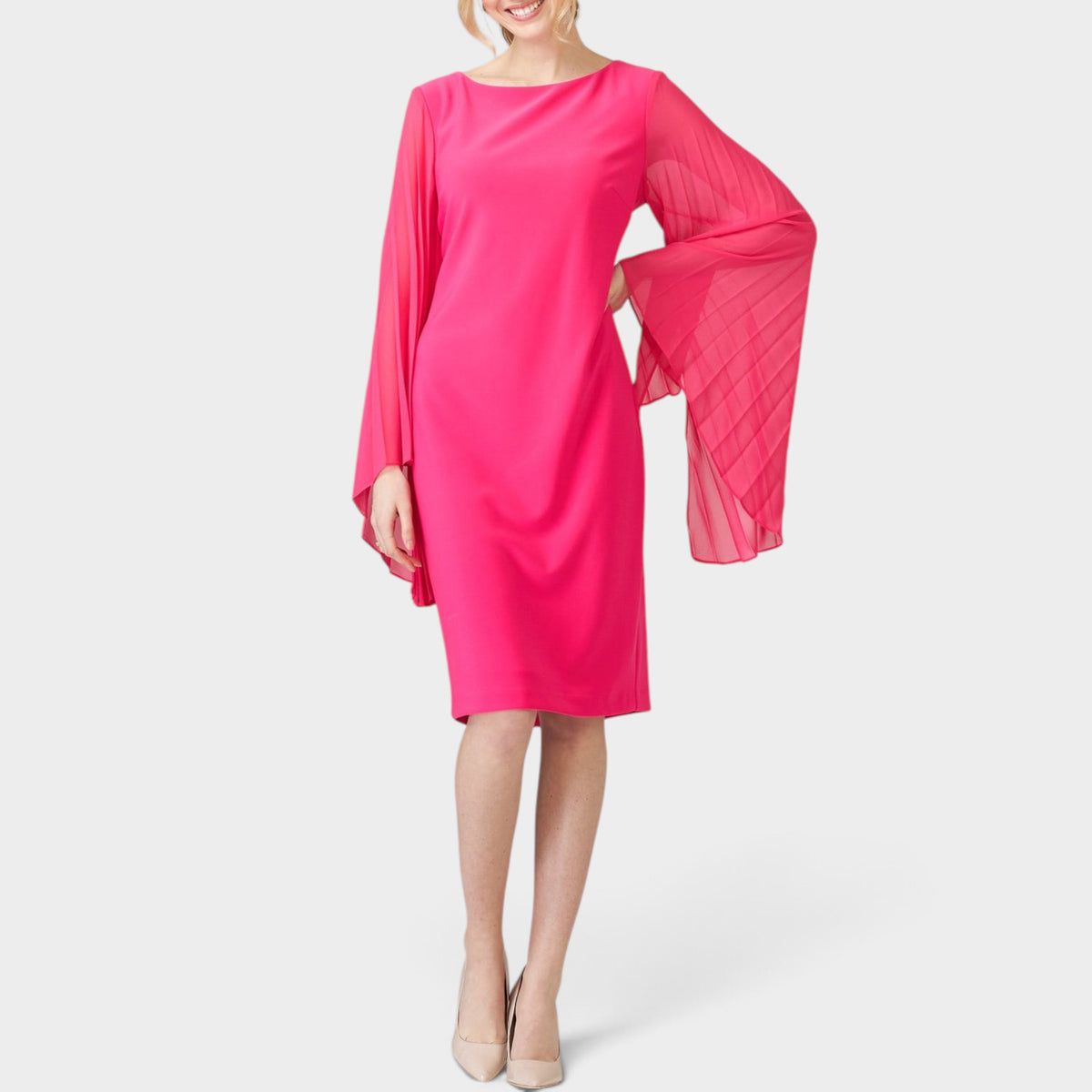 Joseph Ribkoff Bright Pink Bell Sleeve Dress AU12 ~ Medium
