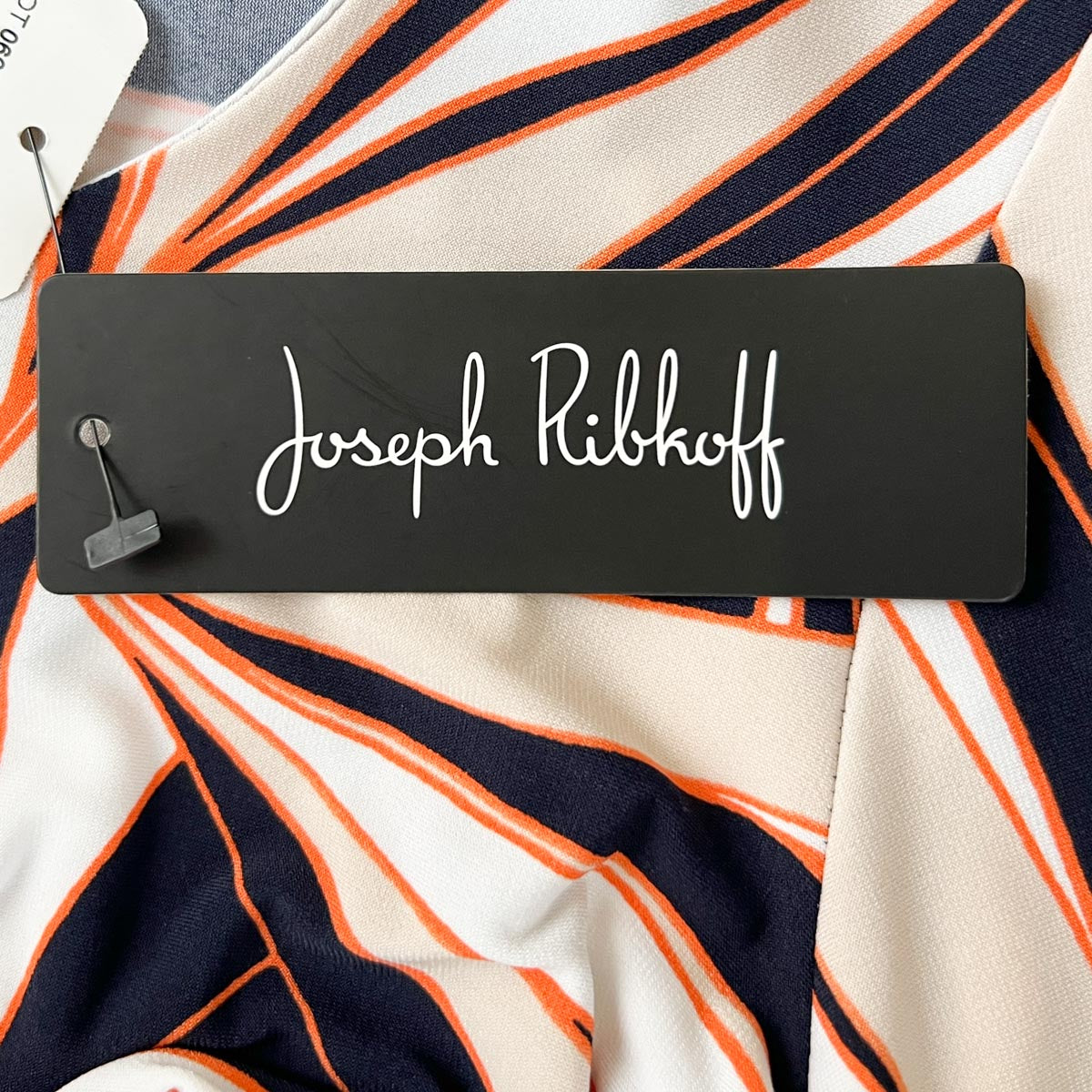 Joseph Ribkoff Orange & Dark Navy Wavy Stripe Zip Top AU12 [NEW]