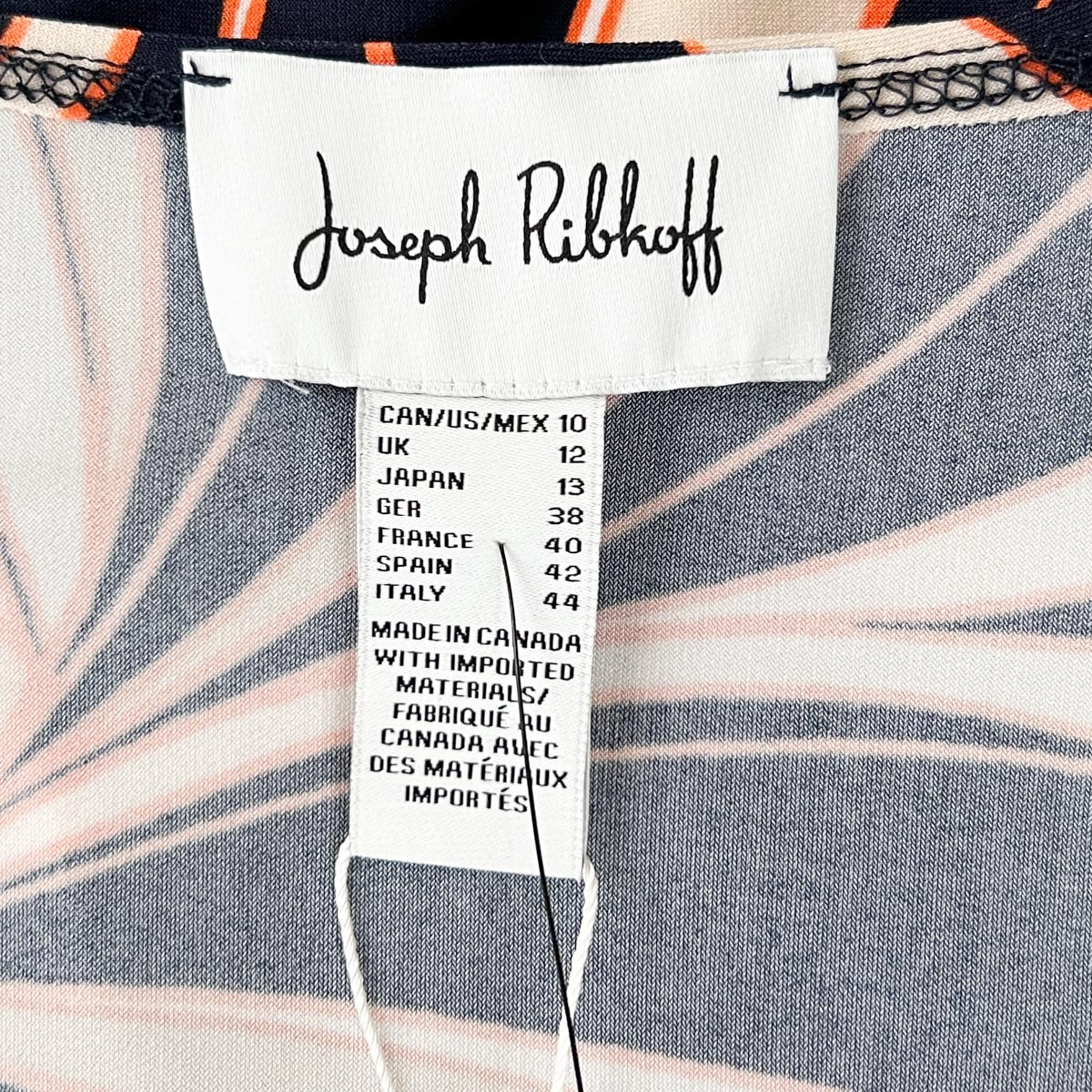 Joseph Ribkoff Orange & Dark Navy Wavy Stripe Zip Top AU12 [NEW]