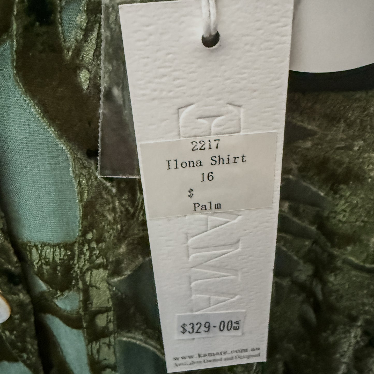Kamare Green Silk Viscose Palm Ilona Shirt AU16 [NEW]