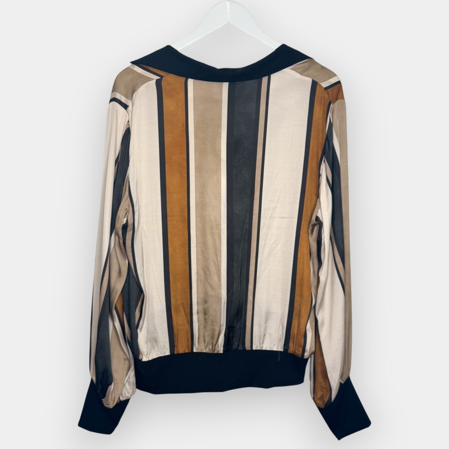 Kamare Brown Cream Stripe Viscose Rayon Aria Top AU16 [NEW]