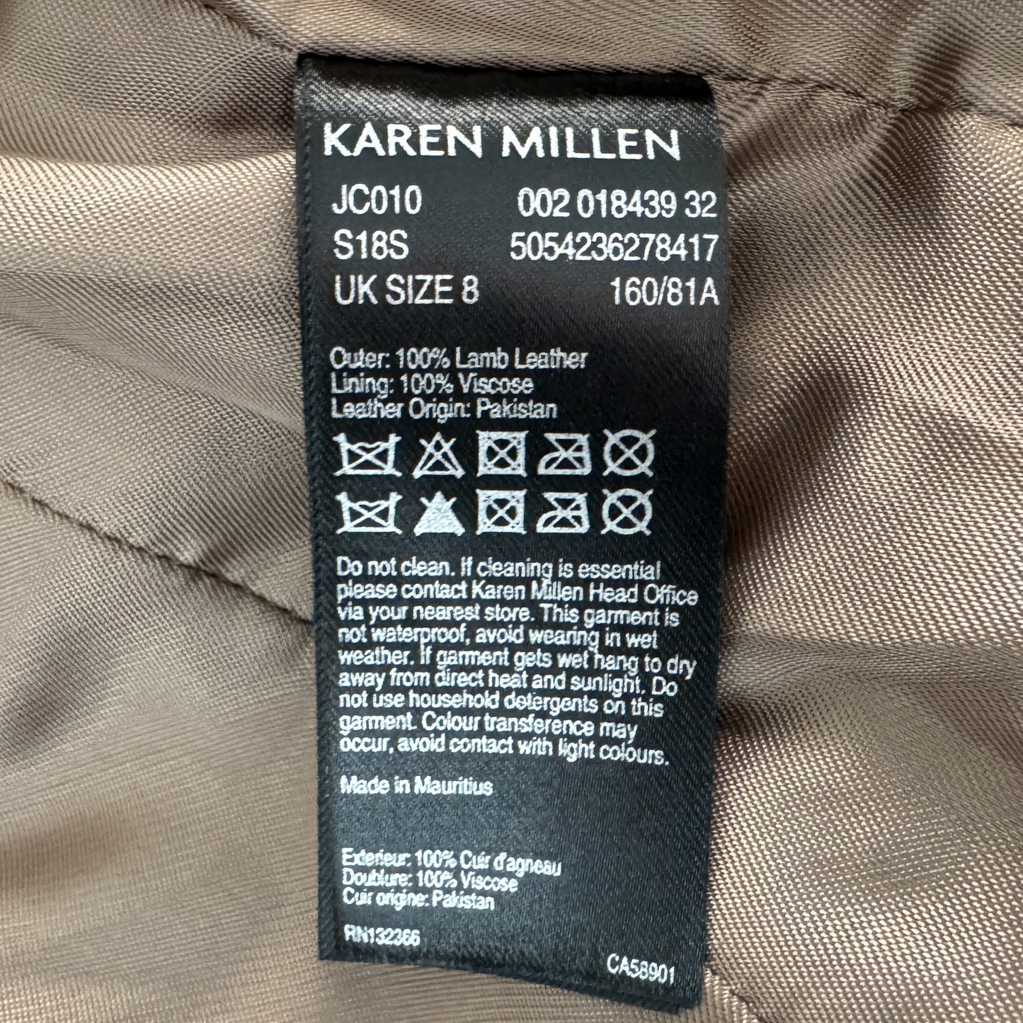 Karen Millen Grey Leather Signature Biker Jacket AU8 ~ Small