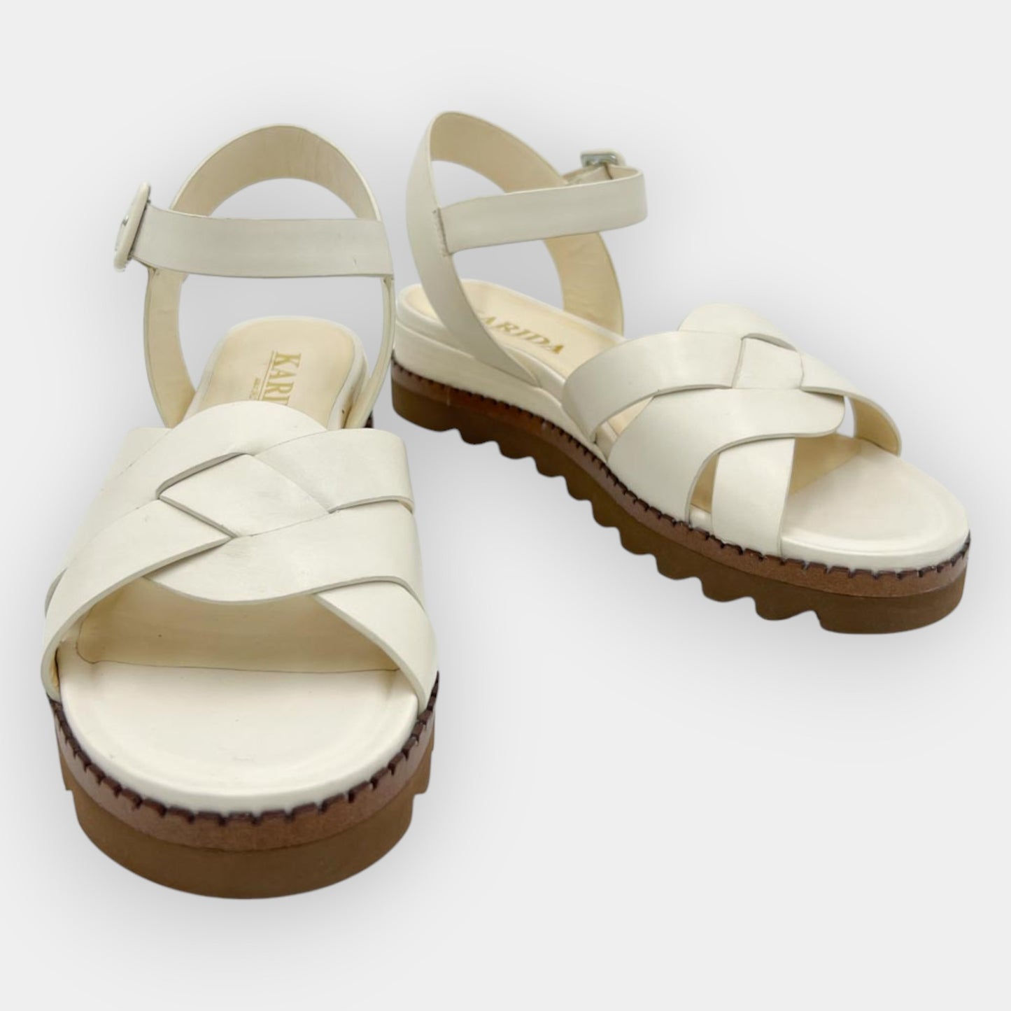 Karida 1912 Off White Leather Sandals Shoes EU40 ~ AU9 [NEW]