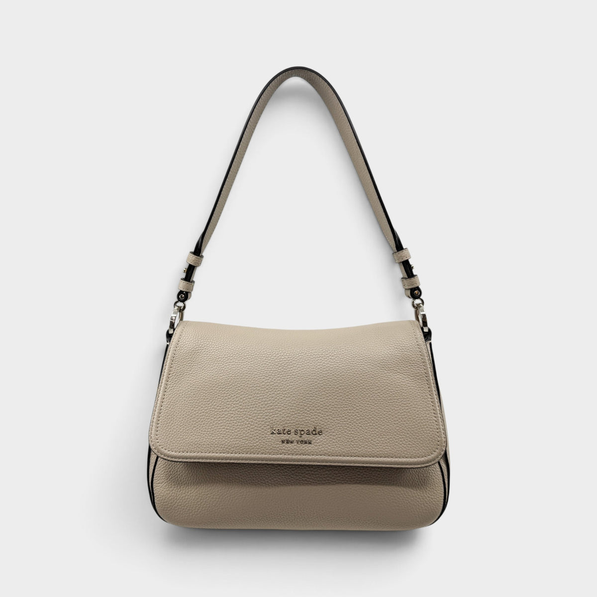 Kate Spade Hudson Beige Pebbled Leather Convertible Shoulder Crossbody Bag