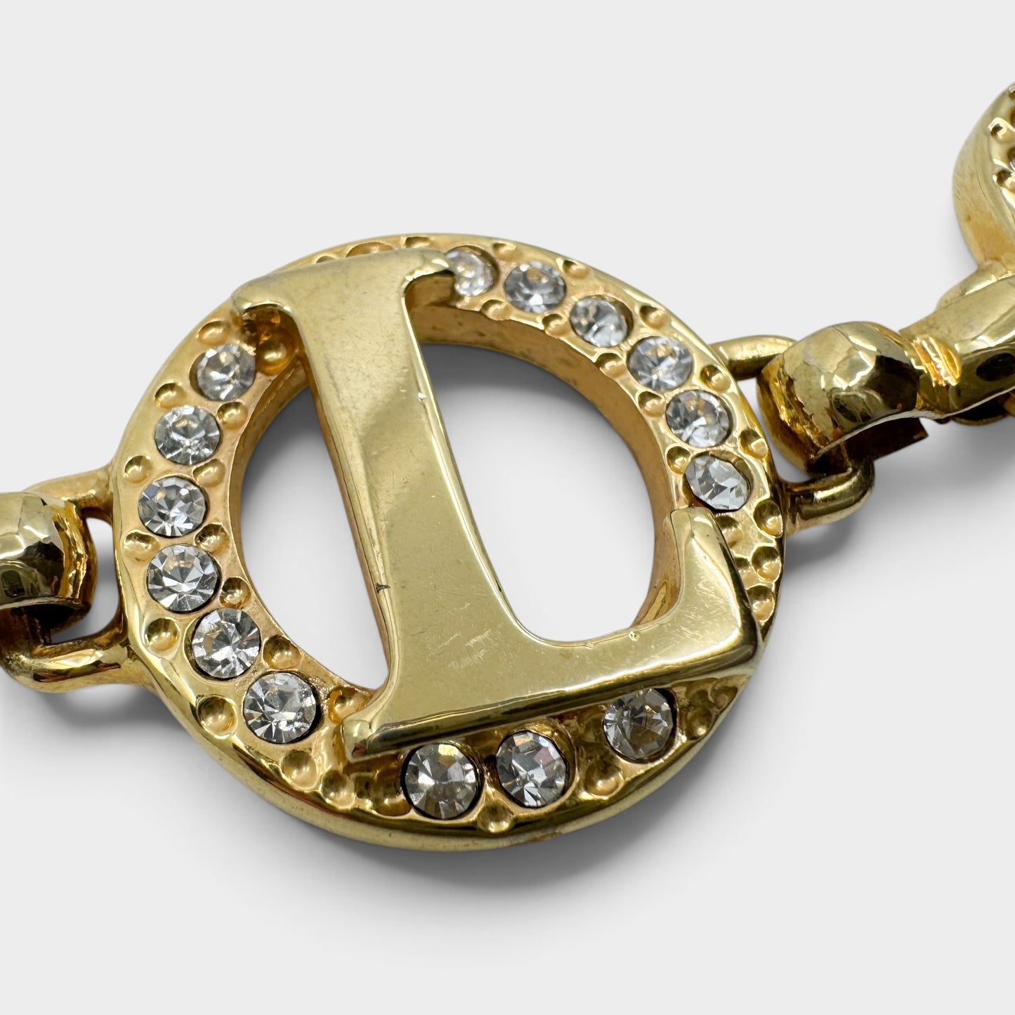 Roberto Cavalli Class Gold Tone Metal & Crystal Chain Belt [Adjustable]