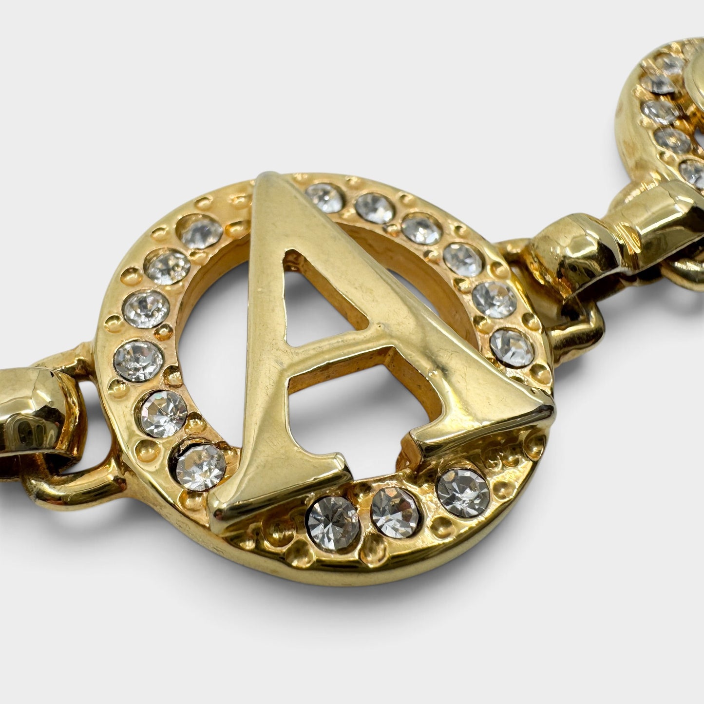 Roberto Cavalli Class Gold Tone Metal & Crystal Chain Belt [Adjustable]