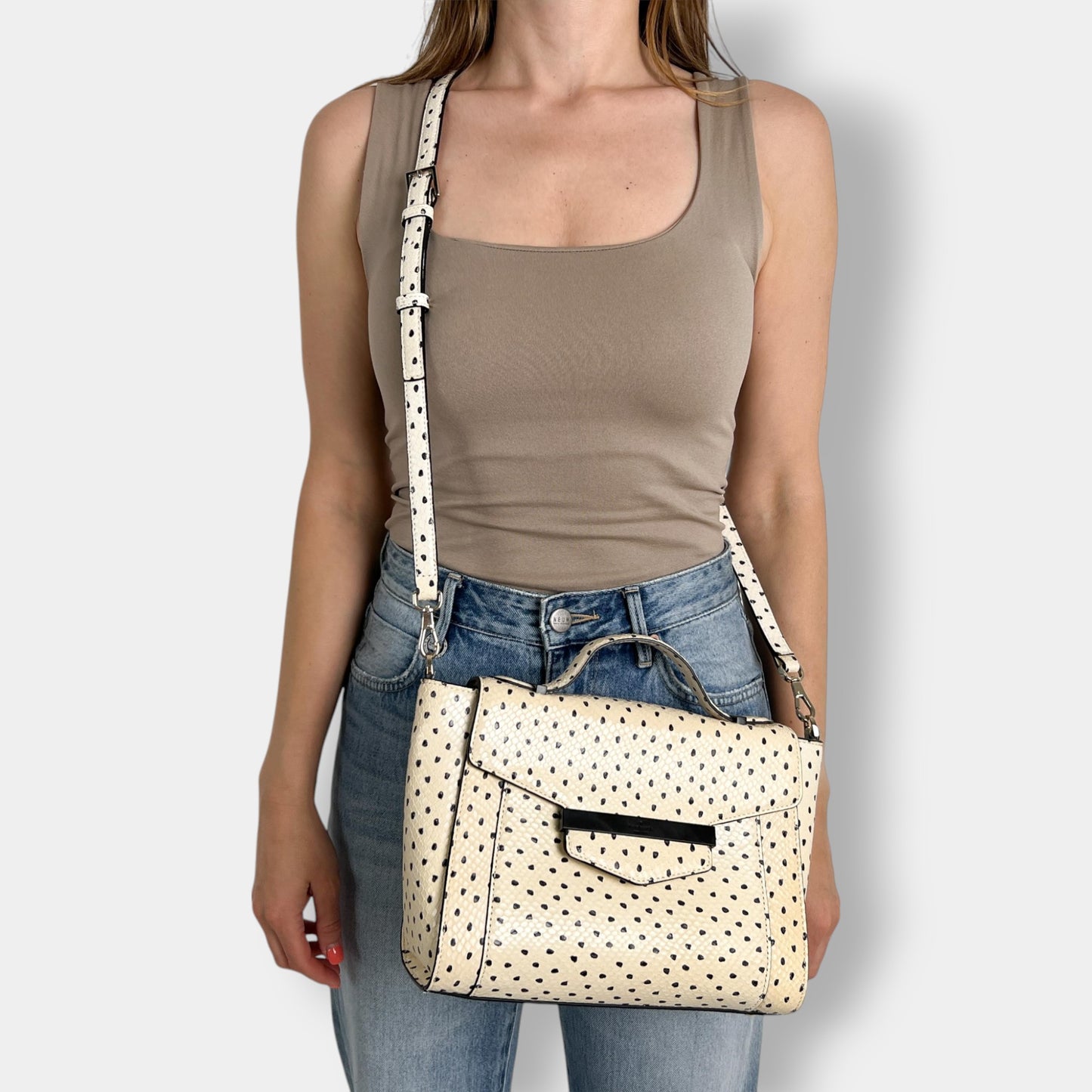 Kate Spade NY Flamingo Dot Cream Marra Leather Handbag