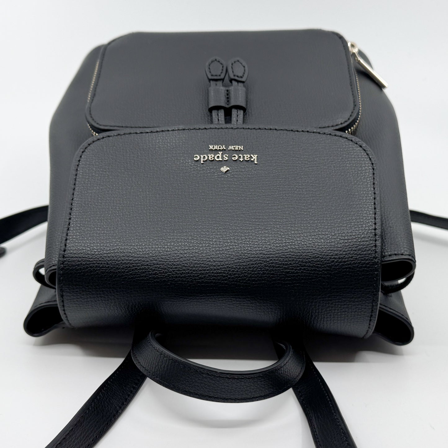 Kate Spade NY Black Leather Kristi Medium Flap Backpack [NEW]