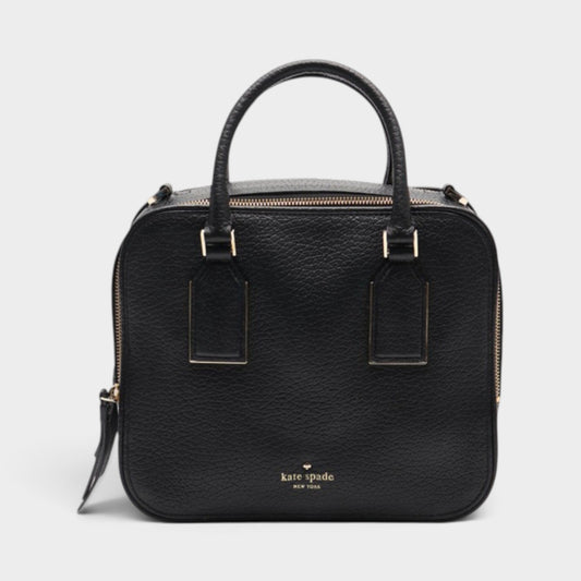 Kate Spade Black Grained Leather Cecil Court Elia Satchel Bag