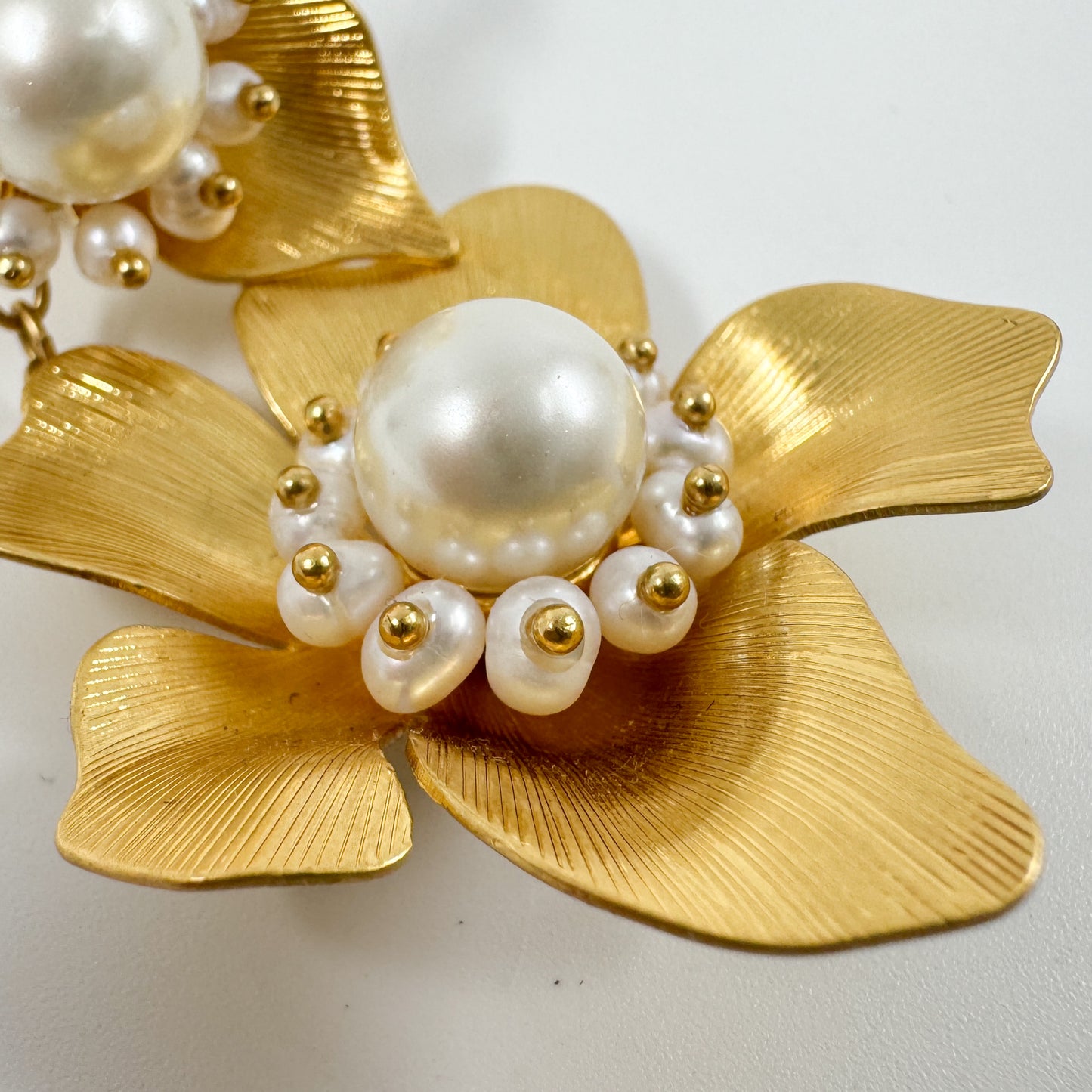 Kate Spade NY Gold Tone & Faux Pearl Flora Statement Earrings [NEW]