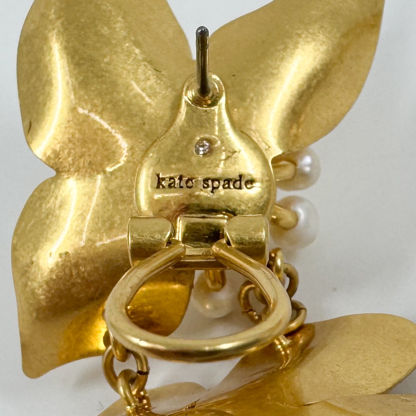 Kate Spade NY Gold Tone & Faux Pearl Flora Statement Earrings [NEW]