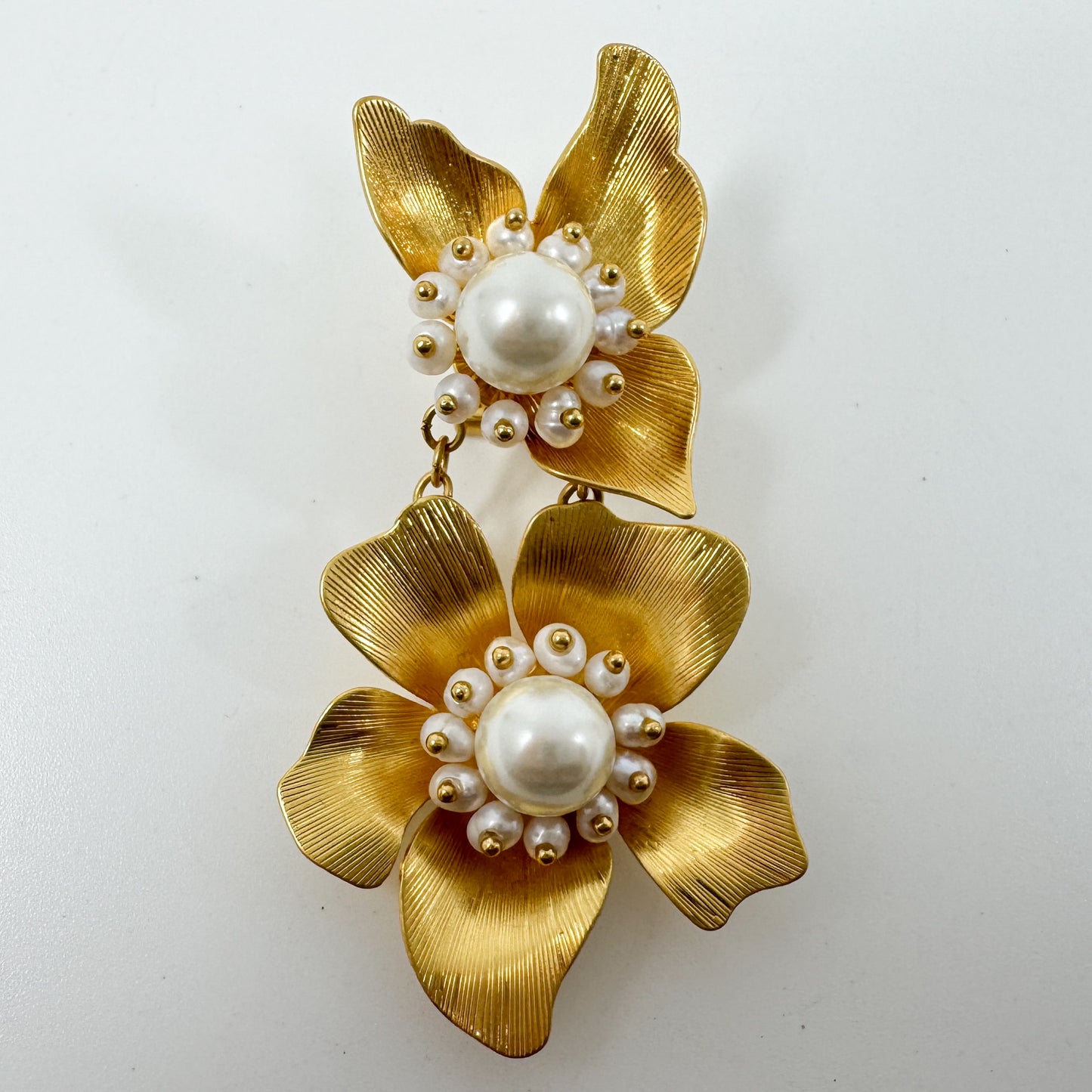 Kate Spade NY Gold Tone & Faux Pearl Flora Statement Earrings [NEW]
