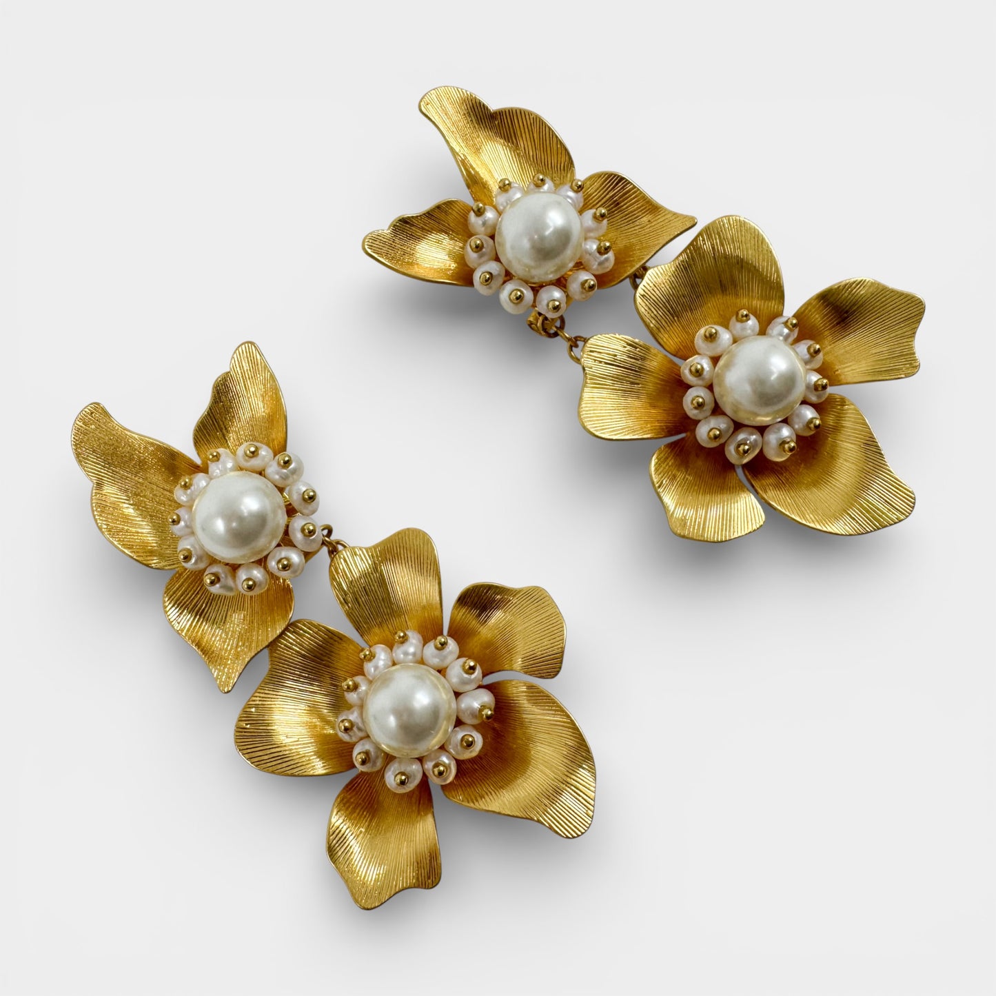 Kate Spade NY Gold Tone & Faux Pearl Flora Statement Earrings [NEW]