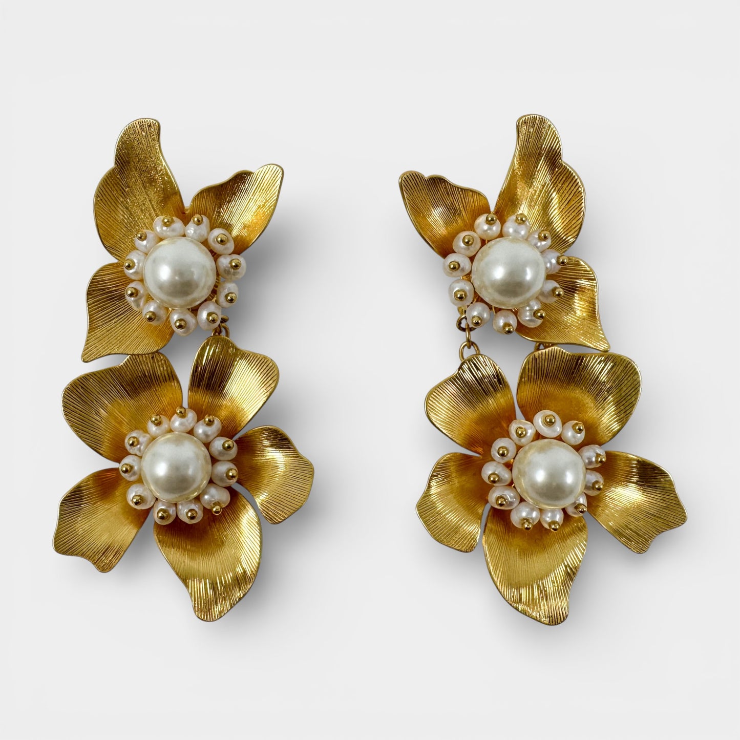 Kate Spade NY Gold Tone & Faux Pearl Flora Statement Earrings [NEW]