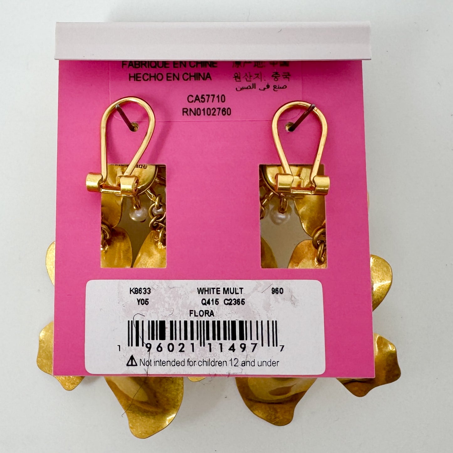 Kate Spade NY Gold Tone & Faux Pearl Flora Statement Earrings [NEW]