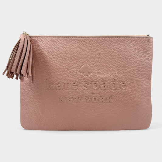 Kate Spade NY Blush Pink Leather Zip Clutch Bag