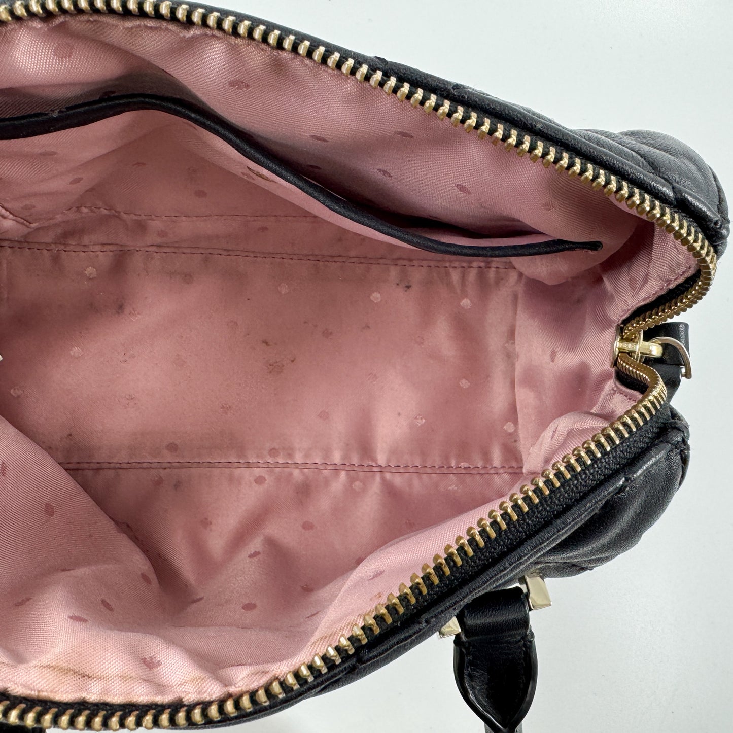 Kate Spade NY Black Quilted Leather Crossbody Top Handle Bag