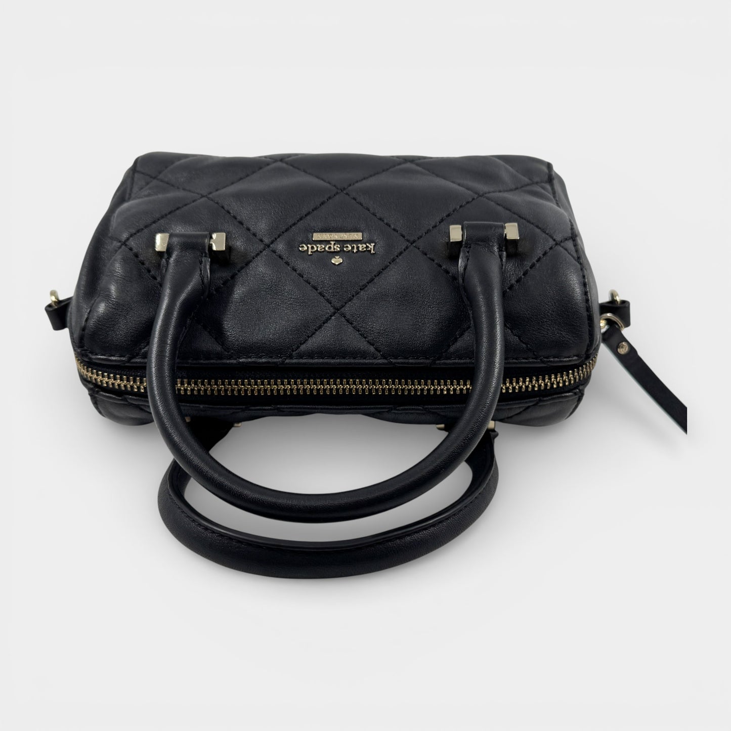 Kate Spade NY Black Quilted Leather Crossbody Top Handle Bag