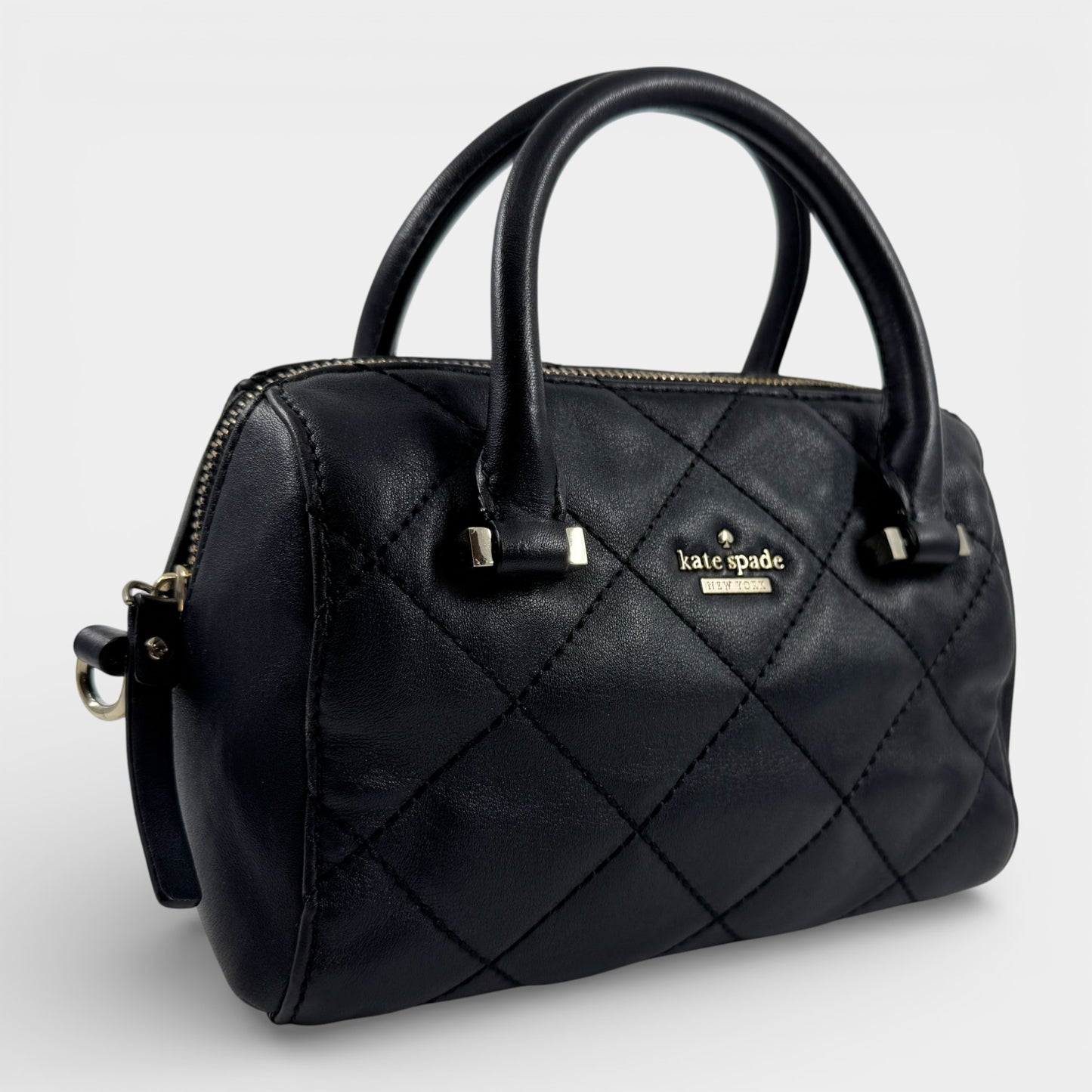 Kate Spade NY Black Quilted Leather Crossbody Top Handle Bag