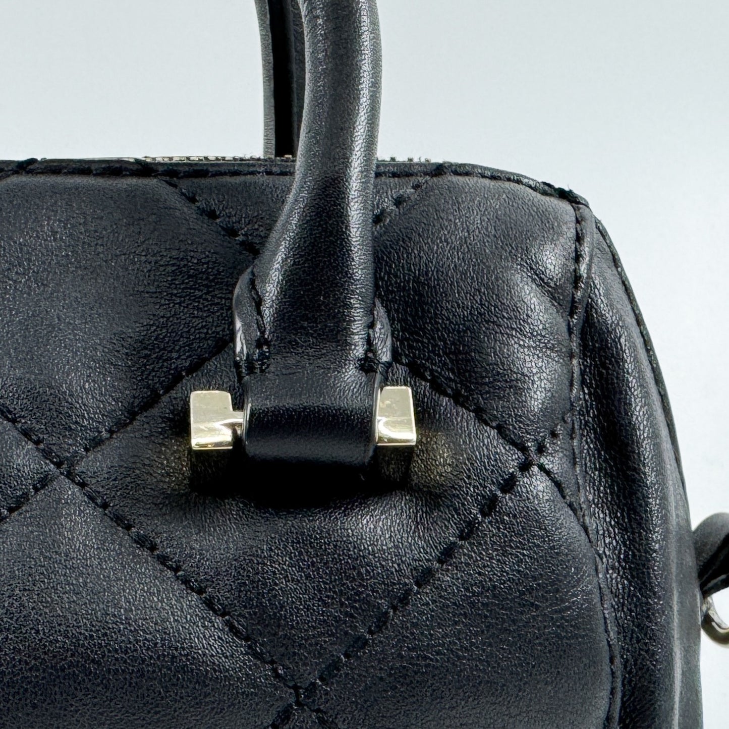 Kate Spade NY Black Quilted Leather Crossbody Top Handle Bag