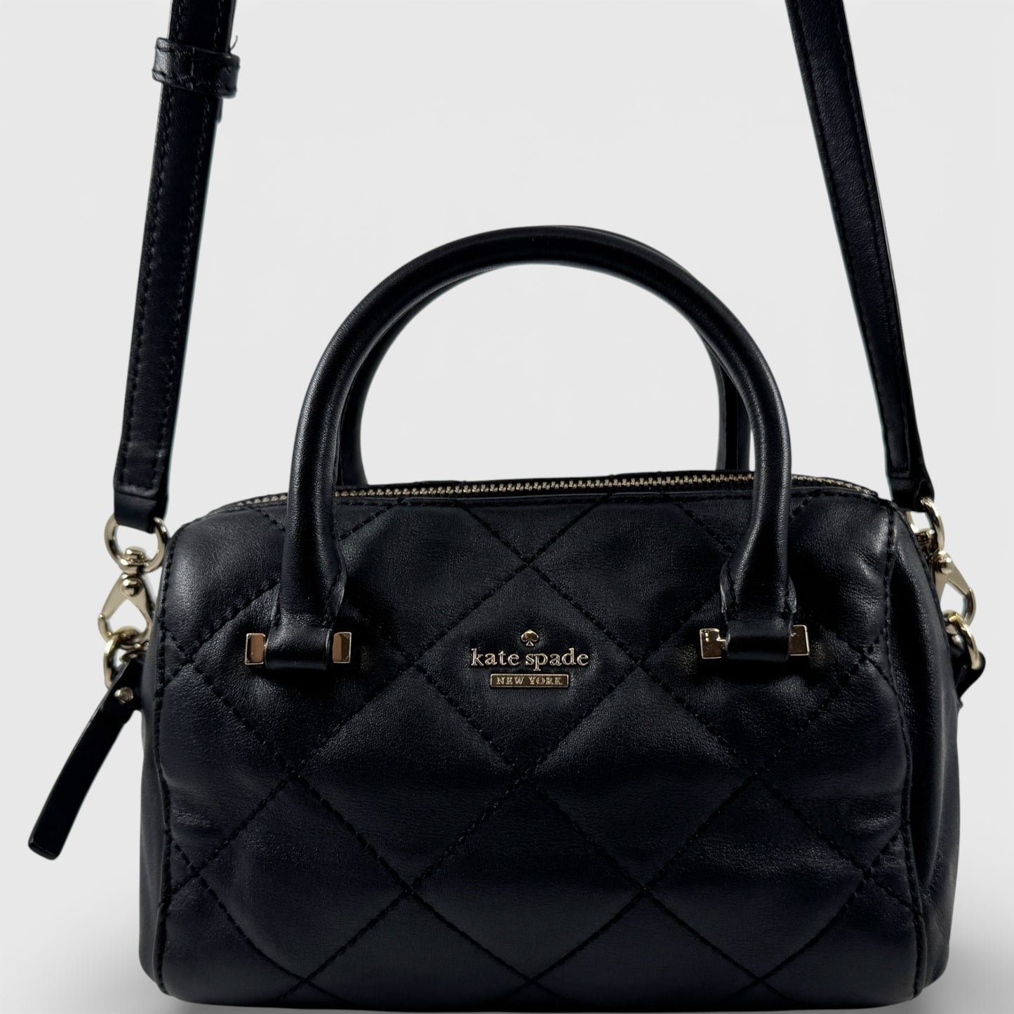Kate Spade NY Black Quilted Leather Crossbody Top Handle Bag