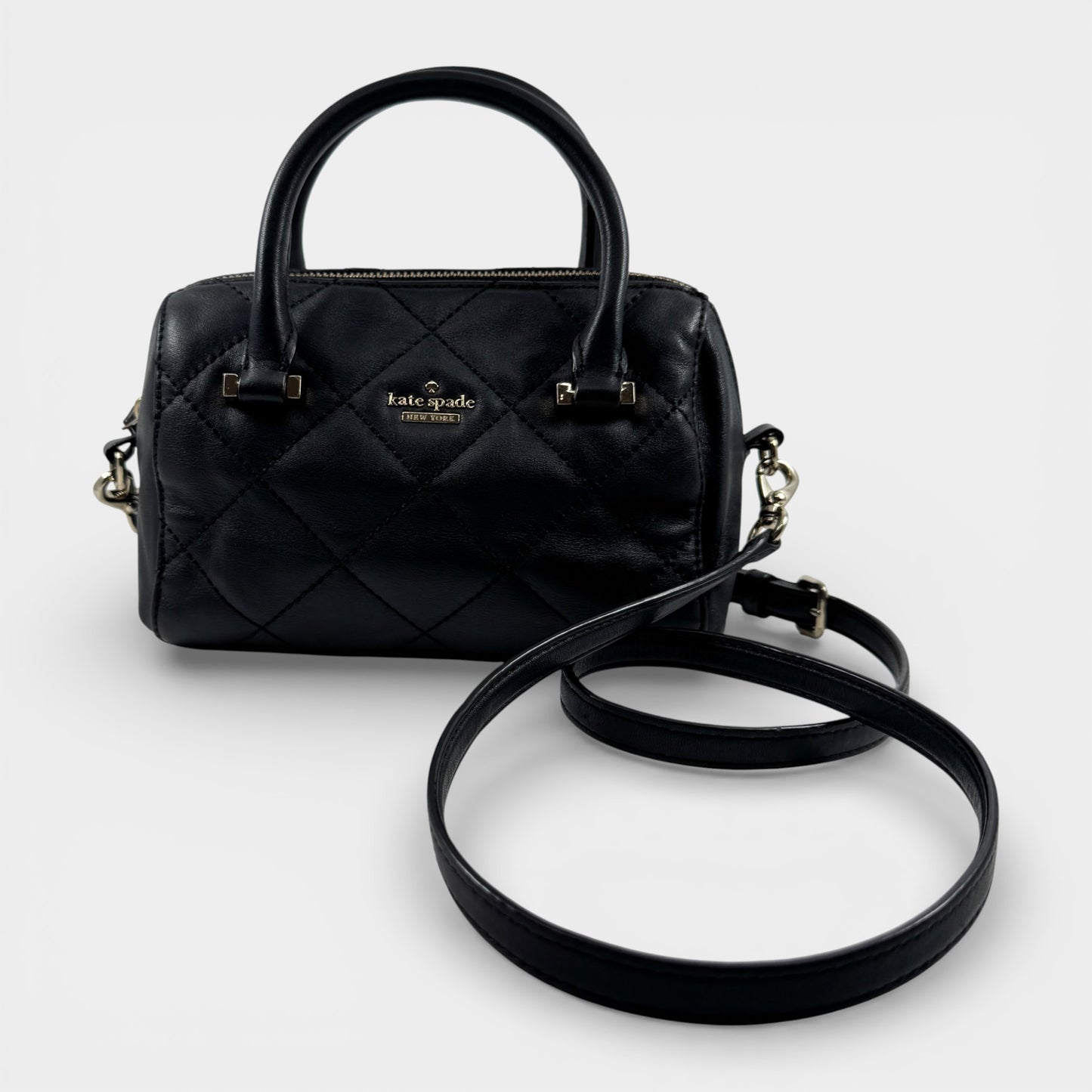 Kate Spade NY Black Quilted Leather Crossbody Top Handle Bag